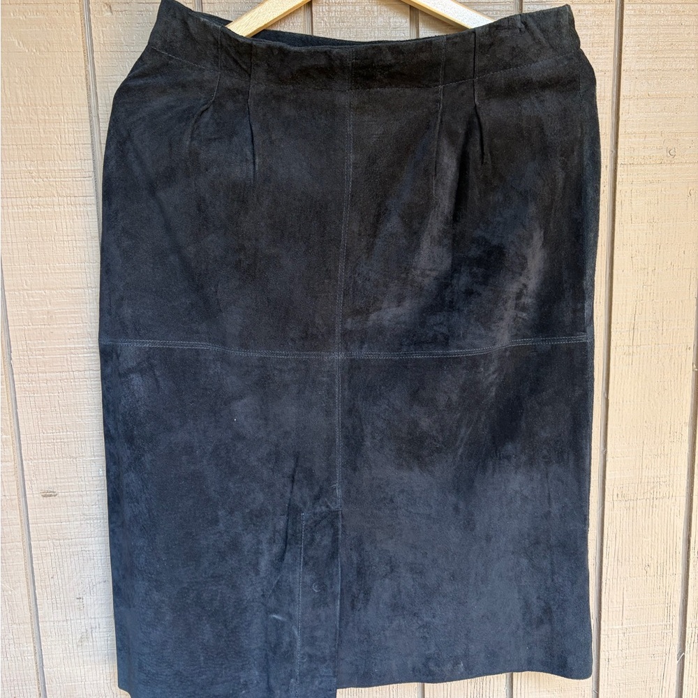 Vintage 80’s Robinson Black Pigsuede Leather Pencil Skirt